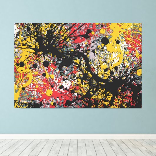 SPLT_24_007, Actie Splatter Schilderen Canvas Afdruk (Insitu (Houten vloer))