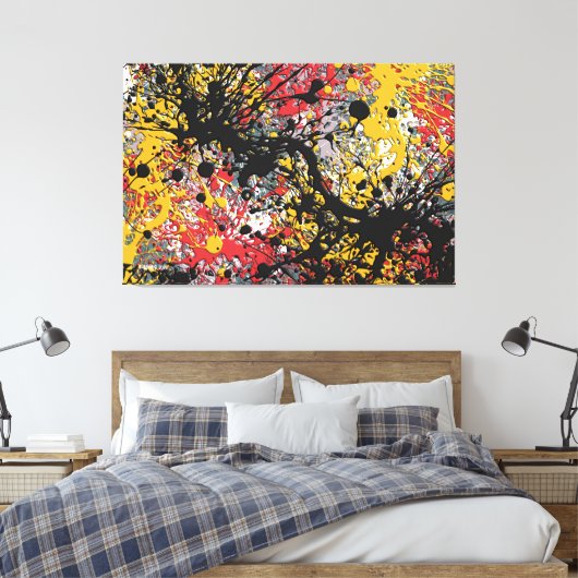 SPLT_24_007, Actie Splatter Schilderen Canvas Afdruk (Insitu (Slaapkamer))