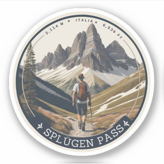 Splügen Pass Alpine bergpas Lepontine Alpen Sticker (Voorkant)