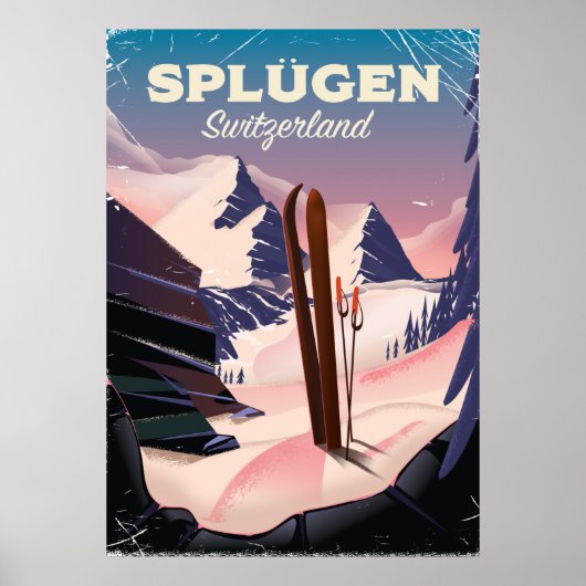 splügen Zwitserland ski poster (Voorkant)