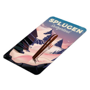 splügen Zwitserland ski poster Magneet