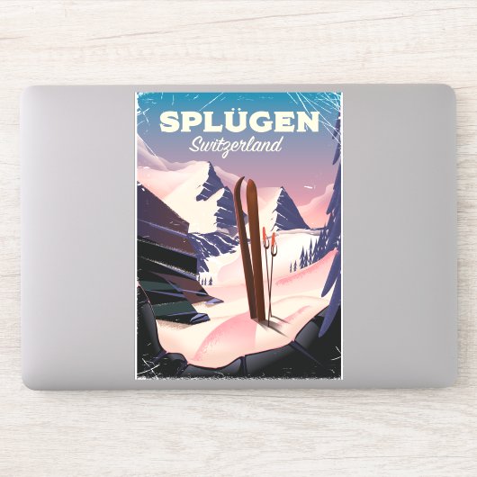 Splügen Zwitserland ski poster Sticker (Computer)