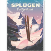Splügen Zwitserland ski poster Sticker (Voorkant)