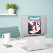 Splügen Zwitserland ski poster Sticker (Laptop op bureau)
