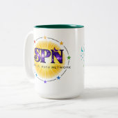SPN visie op het leven Tweekleurige Koffiemok (Voorkant links)