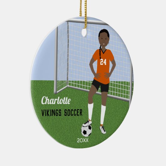 Spocer Player African American in Oranje Keramisch Ornament (Rechts)