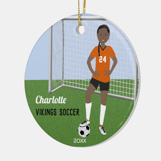 Spocer Player African American in Oranje Keramisch Ornament (Links)