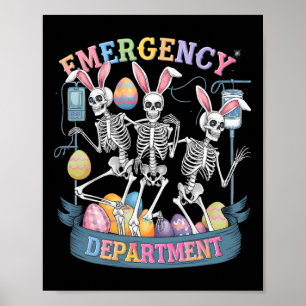Spoedeisende hulp Funny Skeleton Dancing Pasen Poster