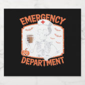 Spoedeisende hulp Grappige Halloween Nurse Essenti Sparkling Wijnetiket (Enkel label)