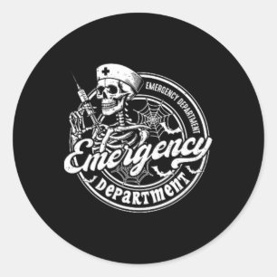 Spoedeisende hulp Skeleton Er Nurse Halloween 2 Ronde Sticker