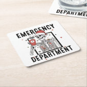 Spoedeisende hulp Skeleton Nursing Coffee Lover Kartonnen Onderzetters (Schuin)