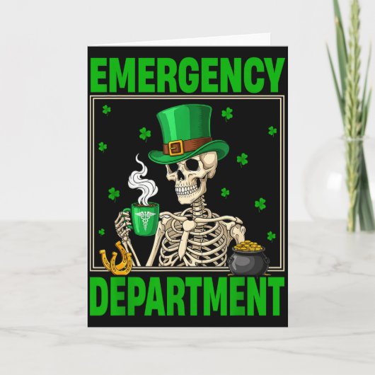 Spoedeisende Hulp St Patricks Day Skelet Tech Kaart (Voorkant)