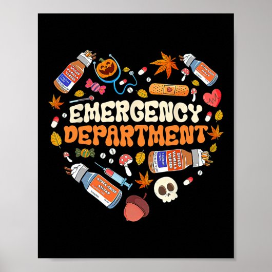 Spoedeisende hulp Verpleegkundige Hart Herfst Herf Poster (Voorkant)