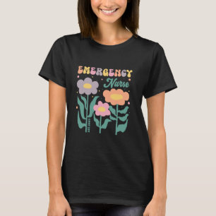 Spoedeisende Verpleegster Bloemig Retro Groovy Vro T-shirt
