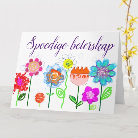 Spoedige beterskap kaart (Gele Bloem)