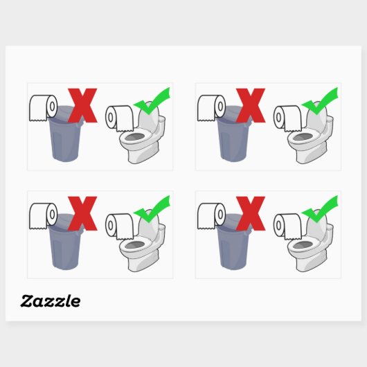 Spoel alsjeblieft je toiletpapier rechthoekige sticker (Vel)