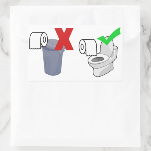 Spoel alsjeblieft je toiletpapier rechthoekige sticker (Tas)