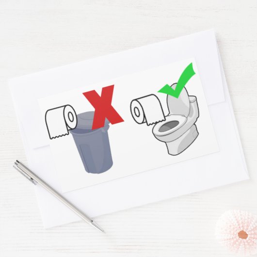 Spoel alsjeblieft je toiletpapier rechthoekige sticker (Envelop)