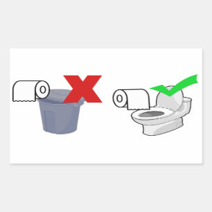 Spoel alsjeblieft je toiletpapier rechthoekige sticker
