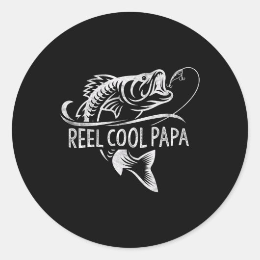 Spoel Cool Papa Visser Vadersdag Vis Geschenken Ronde Sticker (Voorkant)