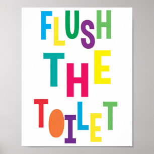 Spoel de toiletbadkamer Kinder kleurenafdrukken Poster