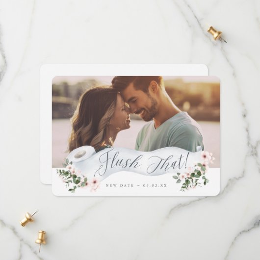 Spoel die nieuwe foto van het papieren filetpapier save the date (Voorkant / Achterkant in situ)