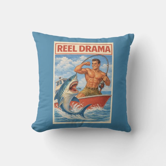 Spoel Drama Haivisser | Grappige Retro Boot Kussen (Voorkant)