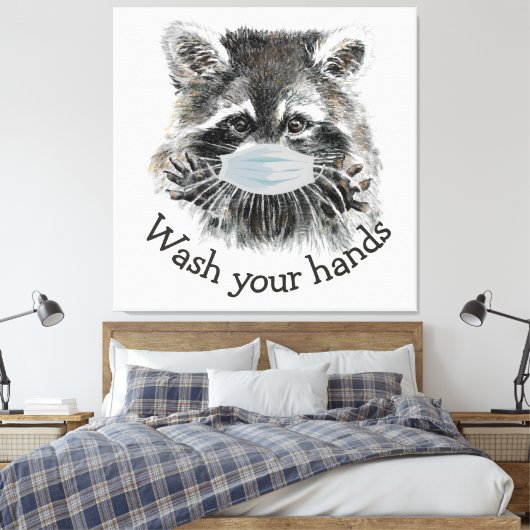 Spoel uw handen rond de pandemische griep canvas afdruk (Insitu (Slaapkamer))