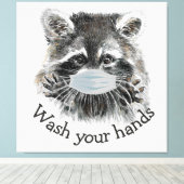 Spoel uw handen rond de pandemische griep canvas afdruk (Insitu (Houten vloer))