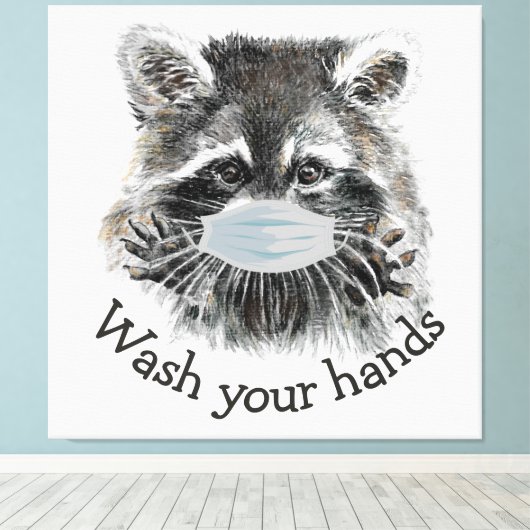 Spoel uw handen rond de pandemische griep canvas afdruk (Insitu (Houten vloer))