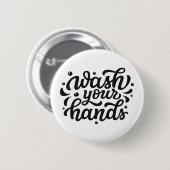 Spoel uw handen rond ronde button 5,7 cm (Voorkant /achterkant)
