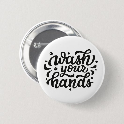 Spoel uw handen rond ronde button 5,7 cm (Voorkant /achterkant)