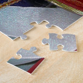 Spoelen van kerstfeestdagen, rood en goud legpuzzel (Zijkant)