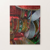 Spoelen van kerstfeestdagen, rood en goud legpuzzel (Verticaal)