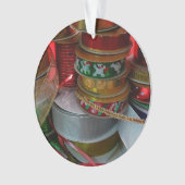Spoelen van kerstfeestdagen, rood en goud ornament (voorkant)