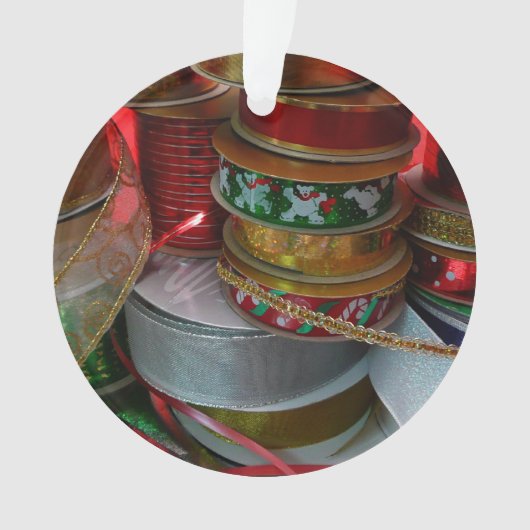 Spoelen van kerstfeestdagen, rood en goud ornament (voorkant)