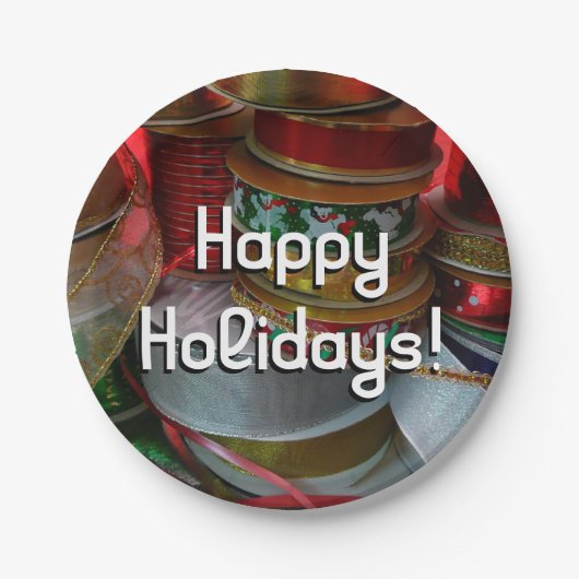 Spoelen van kerstfeestdagen, rood en goud papieren bordje (Voorkant)