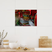 Spoelen van kerstfeestdagen, rood en goud poster (Keuken)