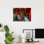 Spoelen van kerstfeestdagen, rood en goud poster (Thuiskantoor)