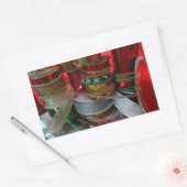 Spoelen van kerstfeestdagen, rood en goud rechthoekige sticker (Envelop)