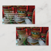 Spoelen van kerstfeestdagen, rood en goud visitekaartje (Voorkant / Achterkant)