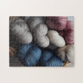 Spoelen van kraftgarens in mandje legpuzzel (Horizontaal)