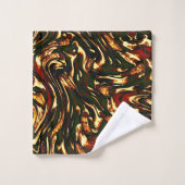 Spoelroodbruine en gele krommen bad handdoek (Wasdoekje)