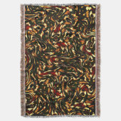 Spoelroodbruine en gele krommen deken (Voorkant Verticaal)