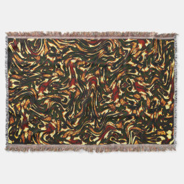 Spoelroodbruine en gele krommen deken