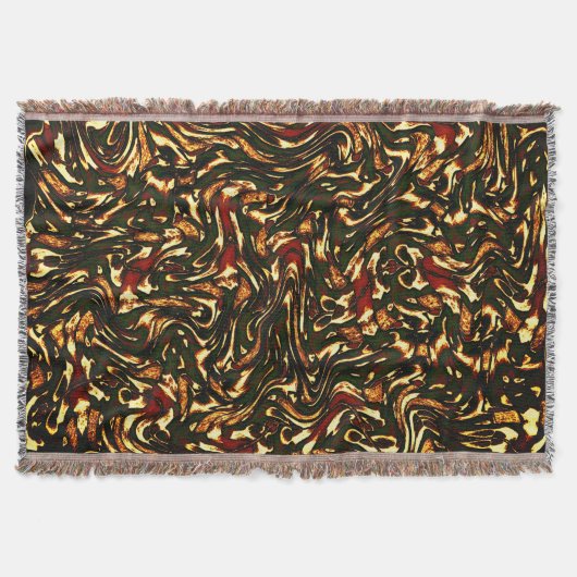 Spoelroodbruine en gele krommen deken (Voorkant)