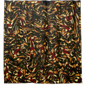 Spoelroodbruine en gele krommen douchegordijn (Voorkant)