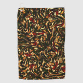Spoelroodbruine en gele krommen golfhanddoek (Voorkant)