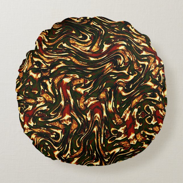 Spoelroodbruine en gele krommen rond kussen (Voorkant)