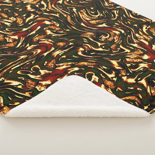 Spoelroodbruine en gele krommen sherpa deken (3/4)